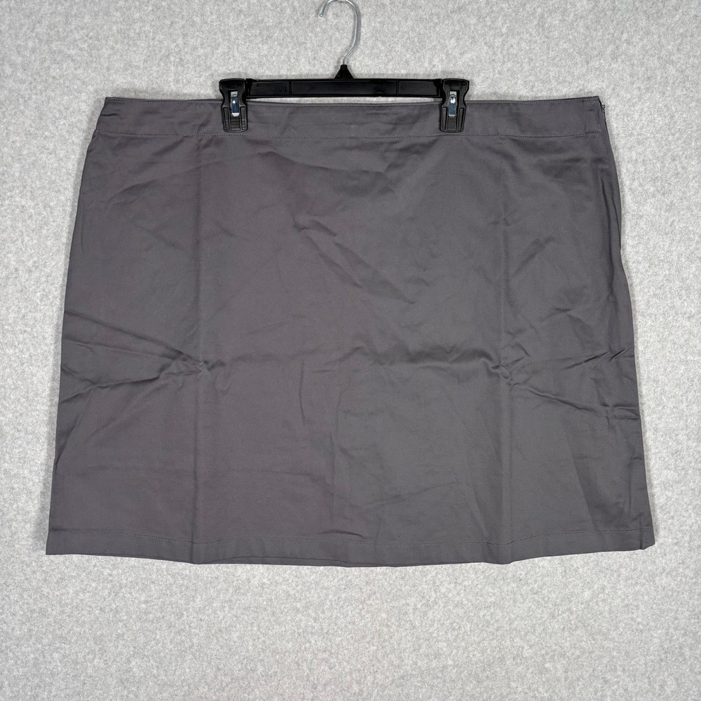 Lands‎ End Chino Skort Skirt 24W Gray Cotton Casual School Canvas Twill Shorts